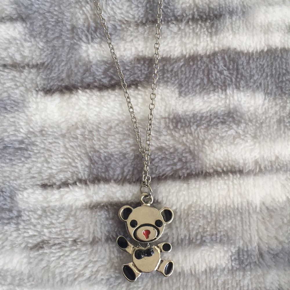 Silver Teddy Bear Necklace